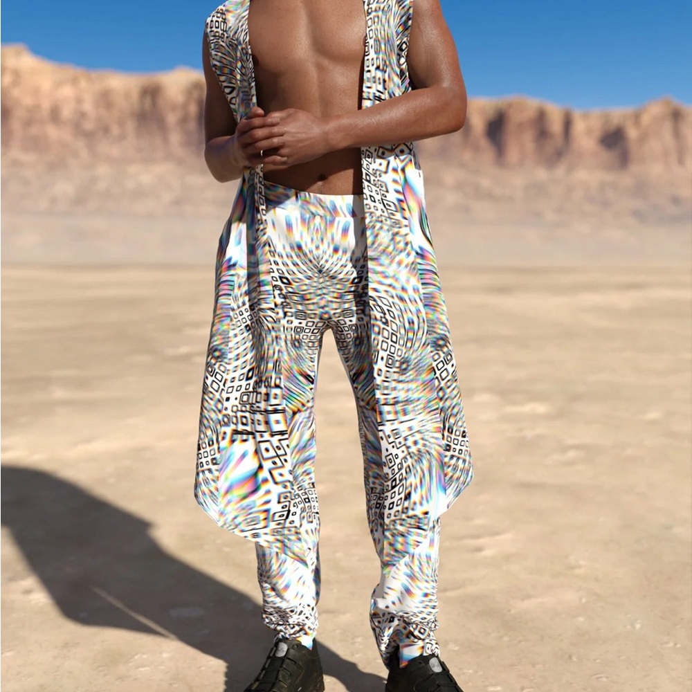 Multicolor Geometric Couple’s Rave Outfit - Picture 7 of 7